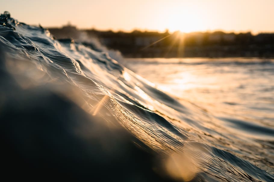 Wavy Body Of Water During Golden Hour, beach, dawn, ocean, sea HD wallpaper