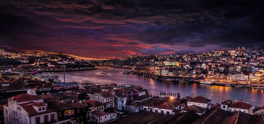 City at Night, architecture, attraction, bay, bridge, buildings HD wallpaper