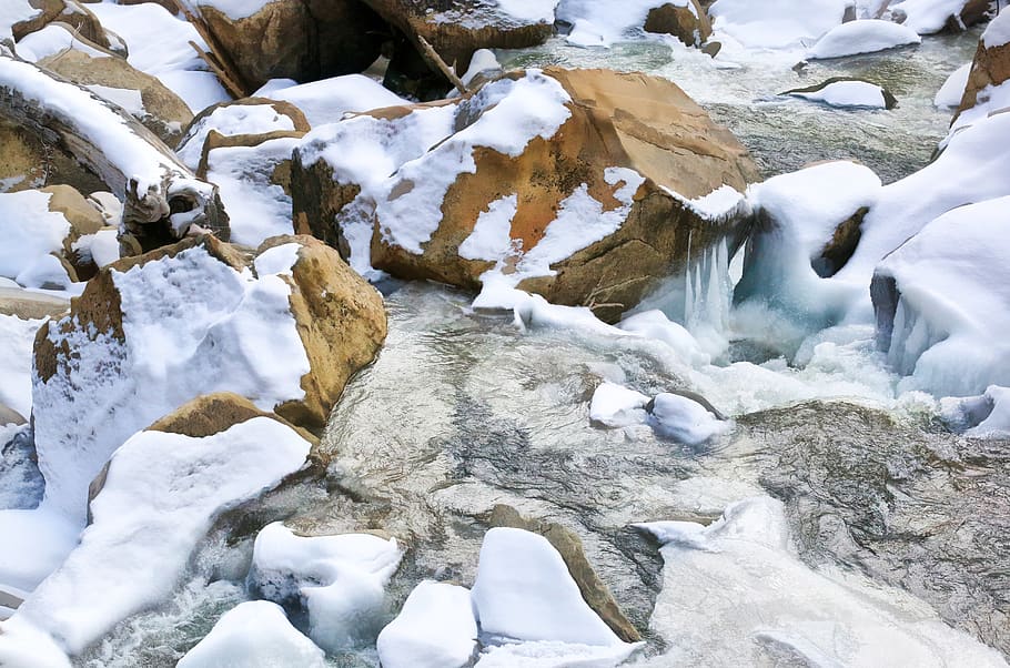 carson river, rapids, highway 88, sierra nevada mountains, winter HD wallpaper
