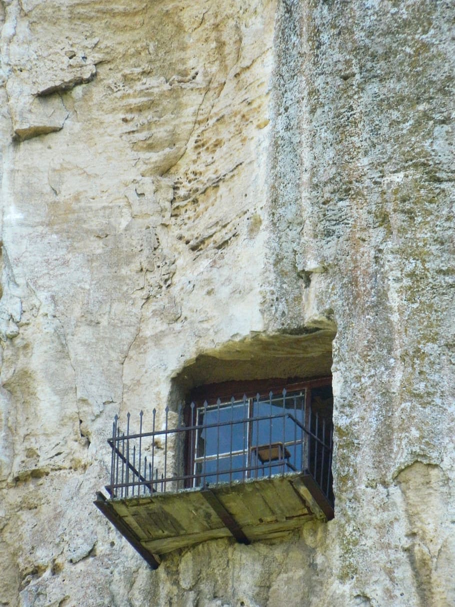 construction, rock, monastery, window, balcony, ivanovo, bulgaria HD wallpaper