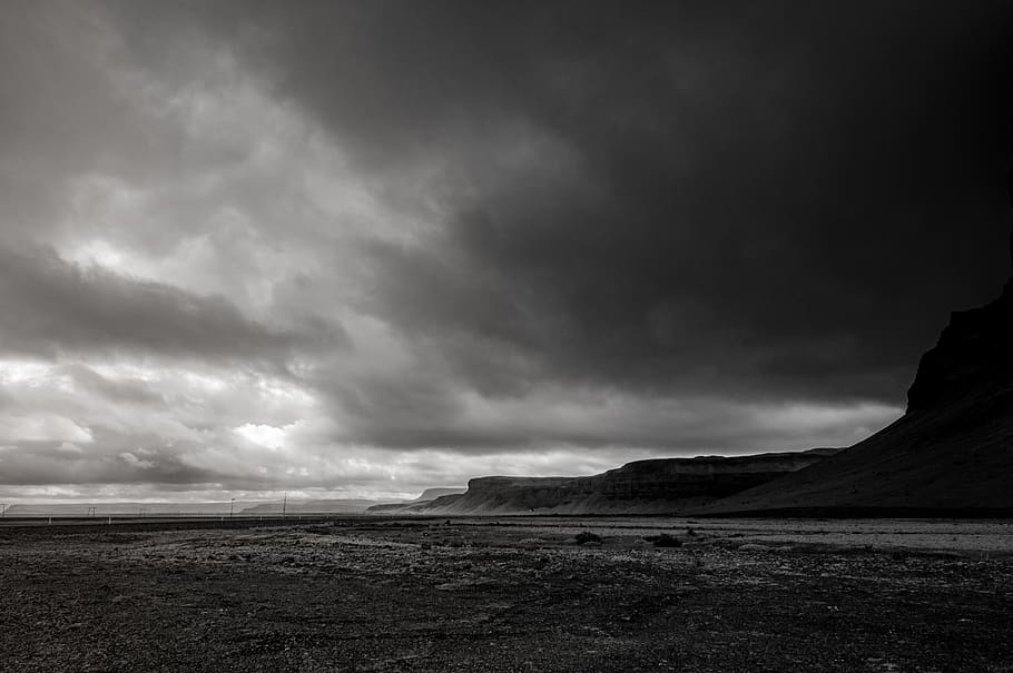 iceland, landscape, sky, cloud, dark, mystery, gloomy, fog