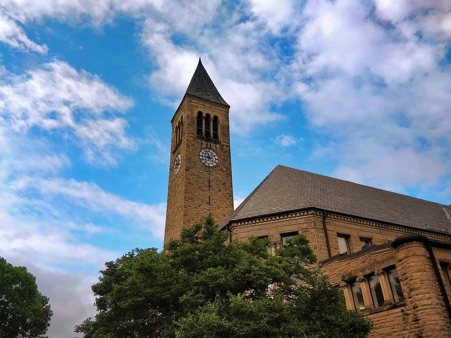 cornell, cornell university, the bell tower, building, sky, HD wallpaper