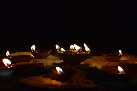 lighting diya at night