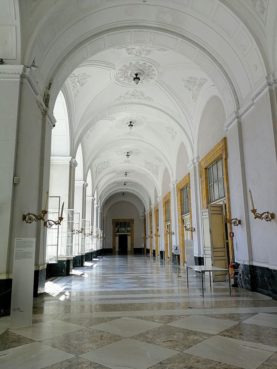 empty hallway, architecture, building, built structure, arcade HD wallpaper