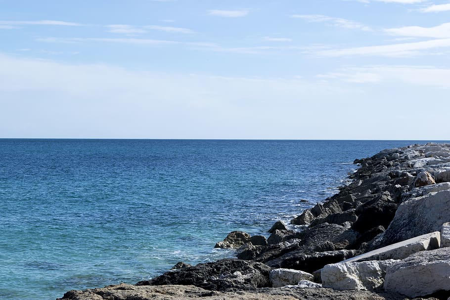 Photo of Seashore, beach, blue, clouds, daylight, landscape, nature HD wallpaper
