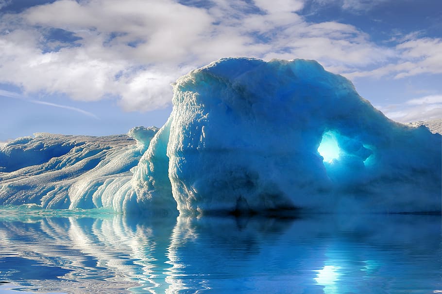 HD wallpaper: iceberg, cold, sea, winter, sky, landscape, blue, 4k ...