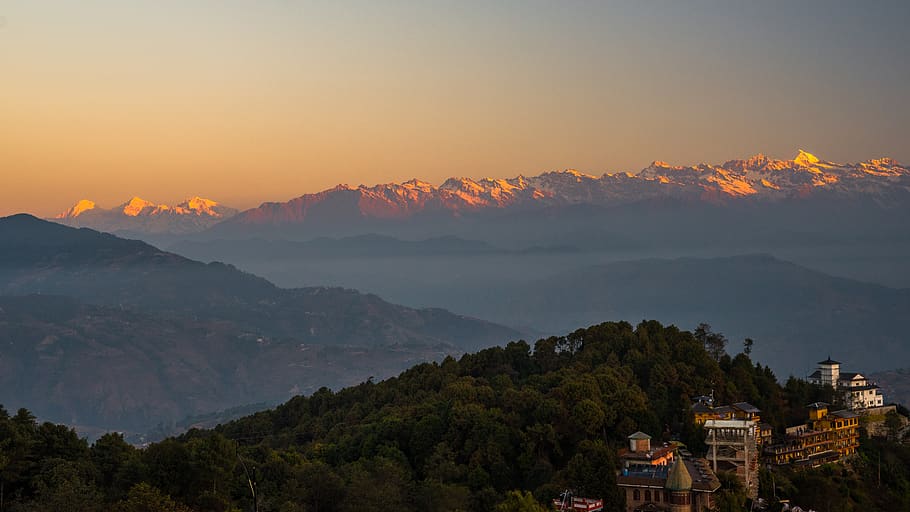 mountain, sky, scenics - nature, tree, architecture, beauty in nature HD wallpaper