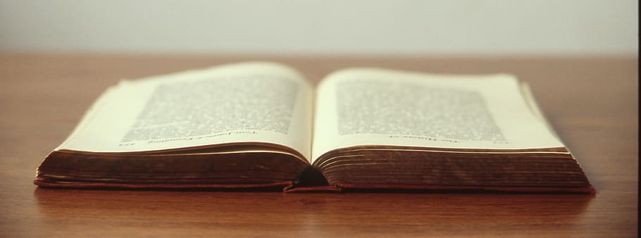 opened book, publication, education, indoors, table, page, close-up HD wallpaper