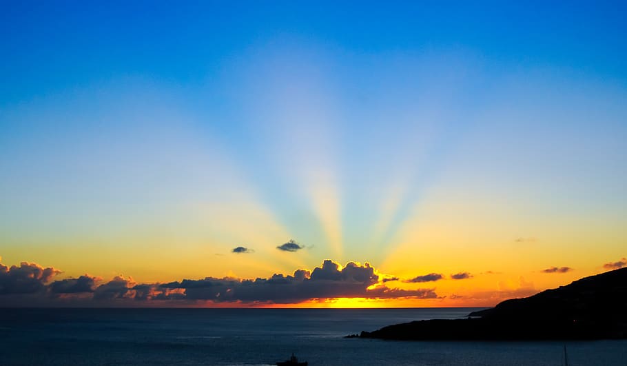 Sunset Scenery, dawn, dust, sea, sky, sunrise, twilight, water HD wallpaper