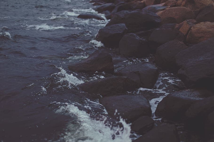 rocks, waves, water, splash, coast, ocean, shore, solid, rock - object HD wallpaper