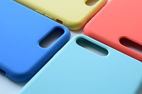 four assorted-color smartphone cases, iphone case, silicon, closeup HD wallpaper