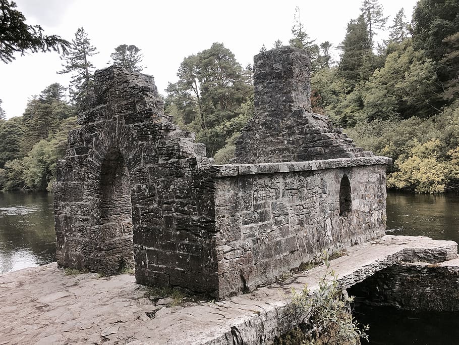 ireland, cong, monk, stone, ruin, hut, fishing, arch, europe HD wallpaper