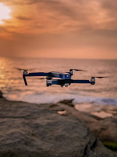 Black Dji Mavic Drone, aircraft, brand, camera, clouds, dawn HD wallpaper