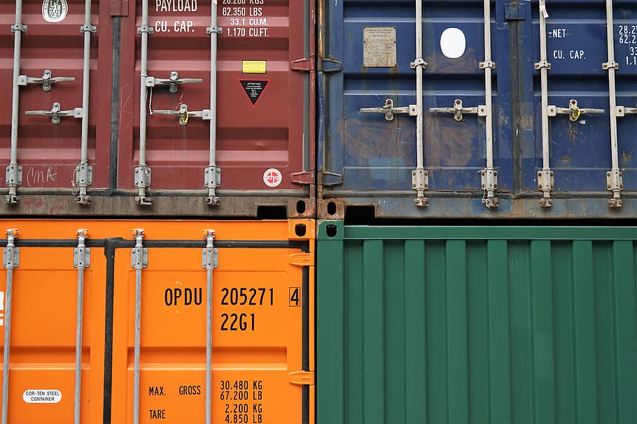 container, van, export, travel, cargo, wharf, logistics, no people HD wallpaper