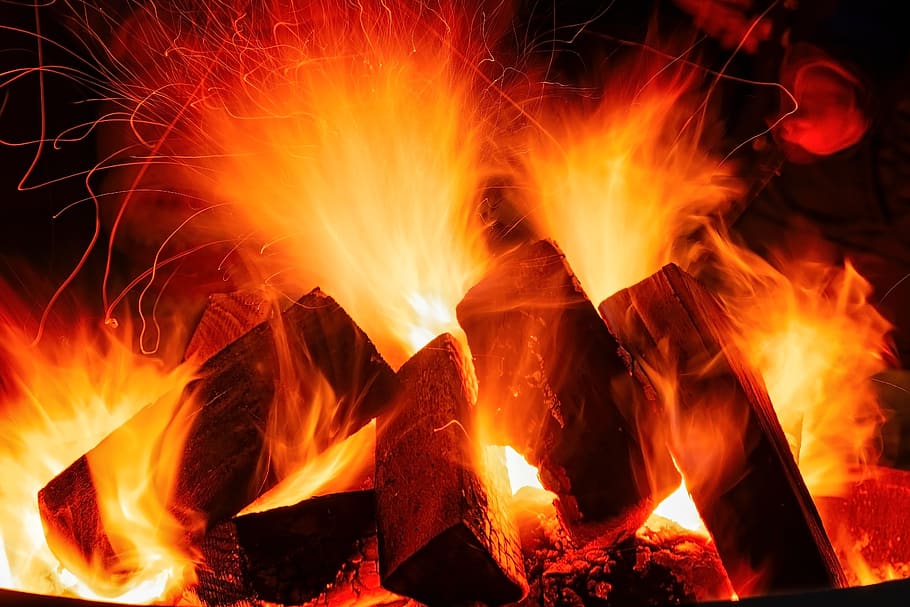 open fire, embers, flame, hot, burn, heat, glow, fireplace HD wallpaper