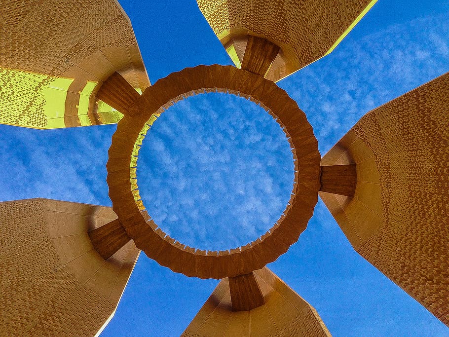 sky, blue, circle, low angle view, geometric shape, day, nature HD wallpaper