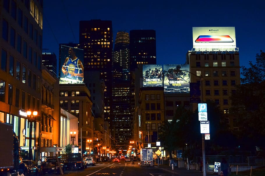 san francisco, night, lights, illuminated, architecture, building exterior HD wallpaper
