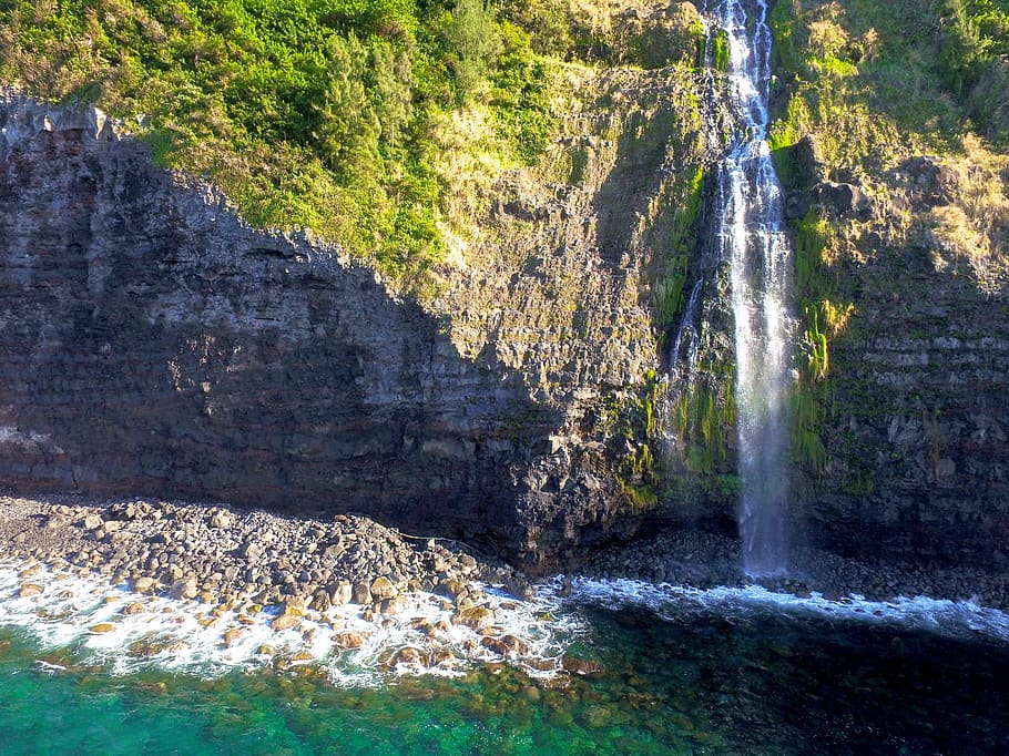 united states, honokaa, waipio valley, hawaii, waterfalls, big island, HD wallpaper