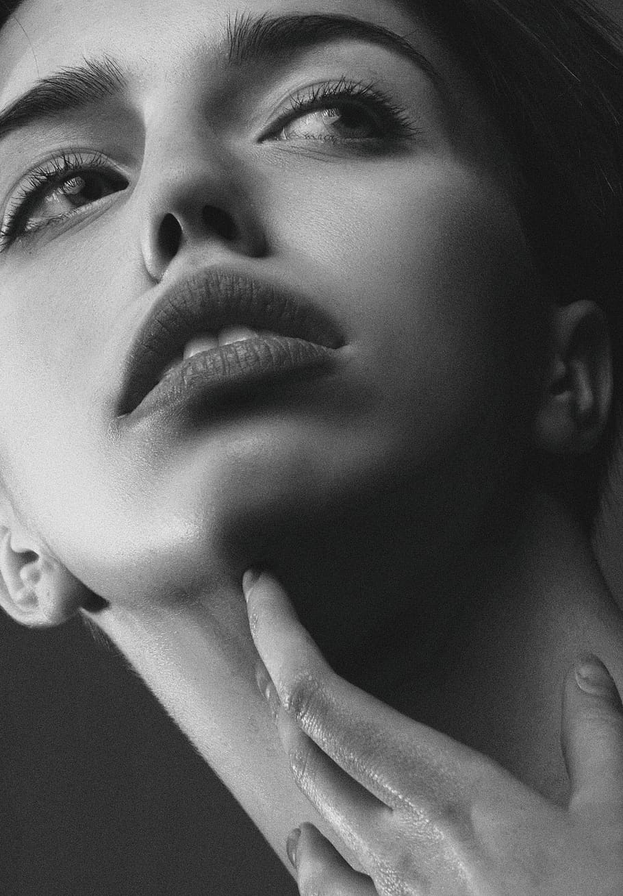 Grayscale Photography of Woman Rubbing Her Neck, attractive, beautiful, HD wallpaper