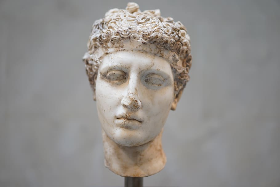 man's head bust, human representation, art and craft, sculpture HD wallpaper
