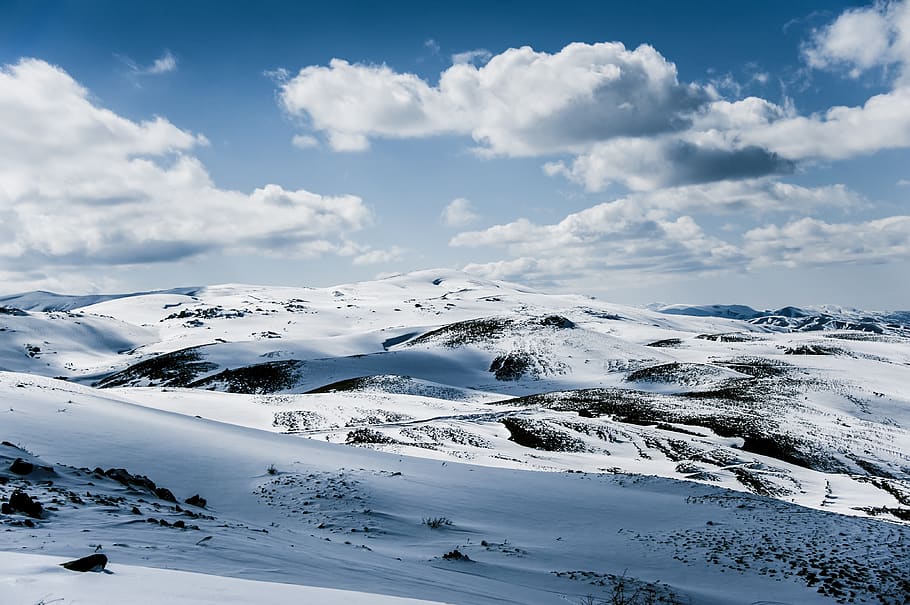winter, mountain, clouds, sky, white, mountains, landscape HD wallpaper