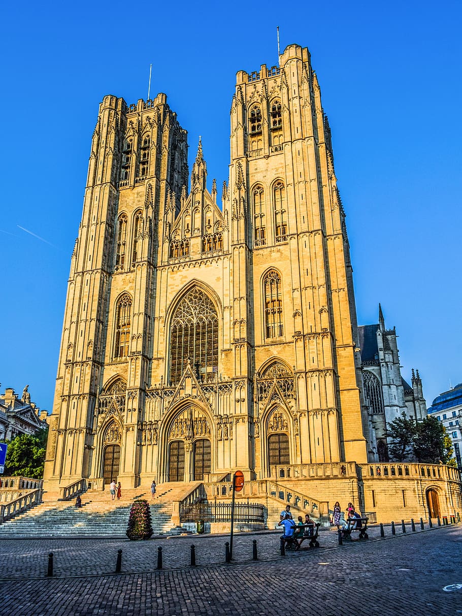 belgium, brussels, cathedral of st, michael and st, gudula, HD wallpaper