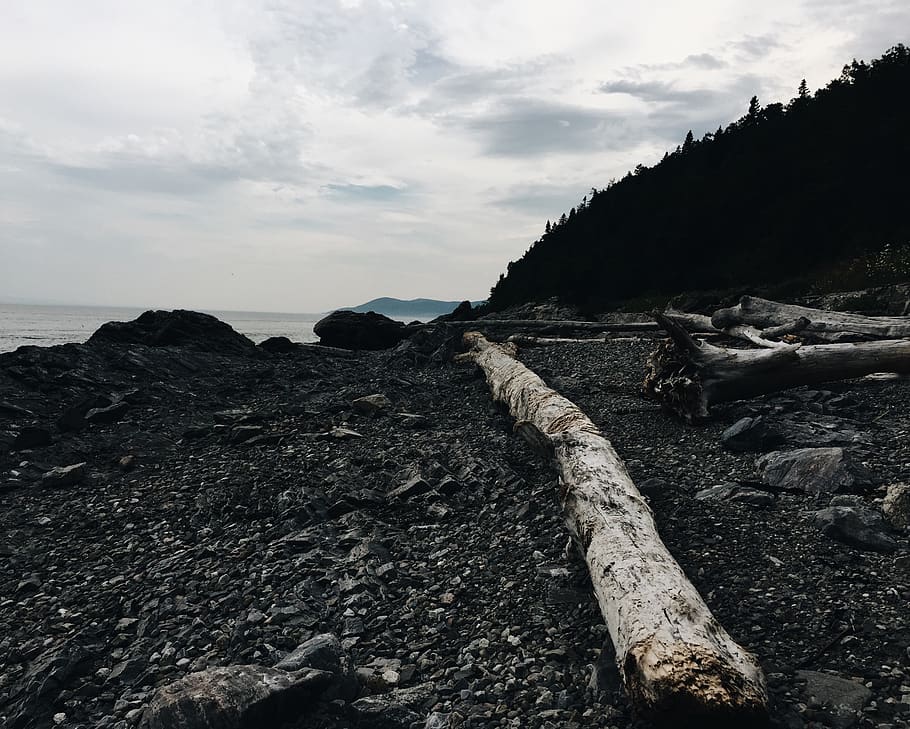 canada, la malbaie, sky, rock, cloud - sky, sea, rock - object HD wallpaper