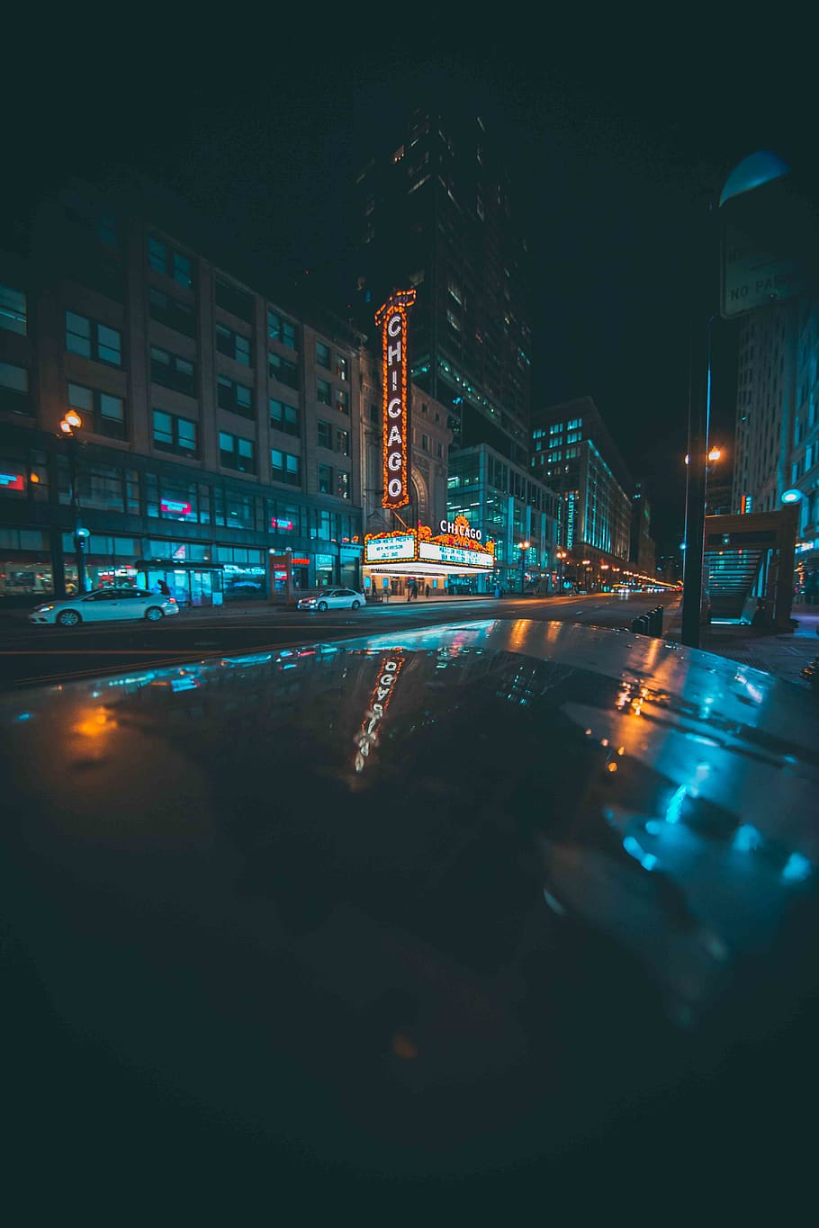 City Lights at Night, architecture, buildings, cars, cityscape HD wallpaper