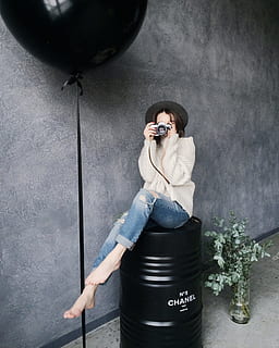model, photographer, camera, soot, lens, technology, woman HD wallpaper