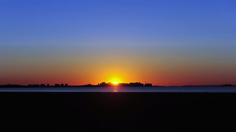 Scenic View of Sunset, backlit, beach, dark, dawn, idyllic, nature HD wallpaper