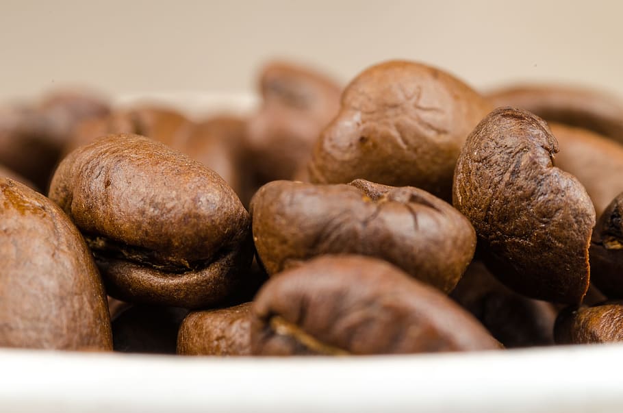 Brown Coffee Beans, aroma, background, batch, caffeine, close-up, HD wallpaper