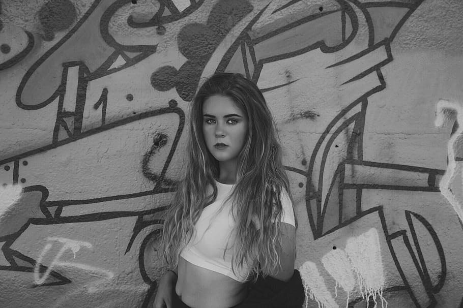 united states, austin, graffiti, portrait, one person, young adult HD wallpaper