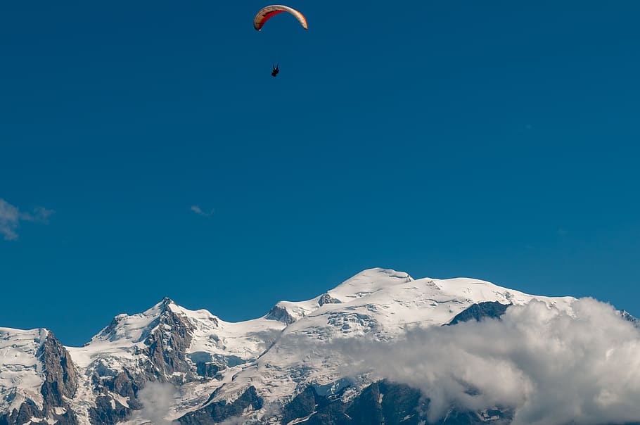 snow covered mountain, adventure, leisure activities, gliding HD wallpaper