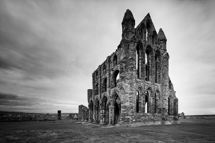whitby abbey, church, cathedral, minster, ruin, ruins, gothic, HD wallpaper