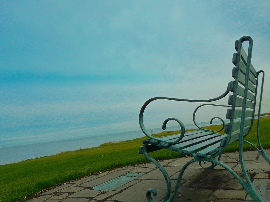 ireland, bench, beach, water, nature, sky, day, sea, no people HD wallpaper