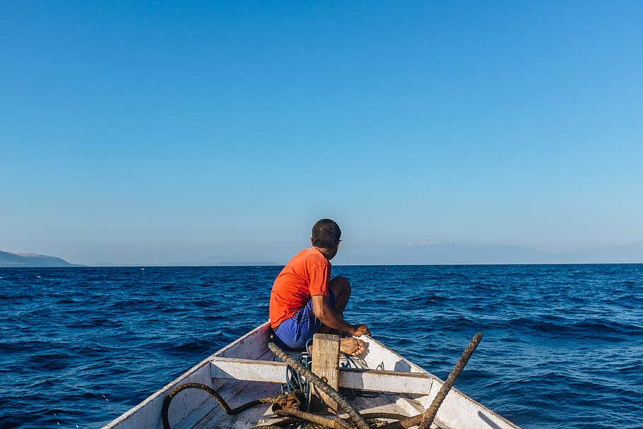 indonesia, sumbawa, sea, water, sky, rear view, horizon over water HD wallpaper