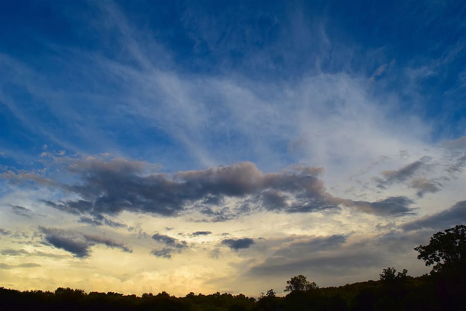 sky, sunset, clouds, dramatic, landscape, mood, dusk, nature, HD wallpaper