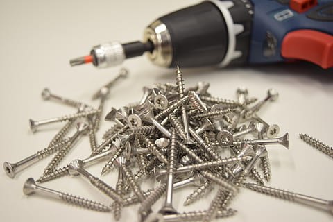 screws, electric drill, tools, metal, still life, large group of objects HD wallpaper