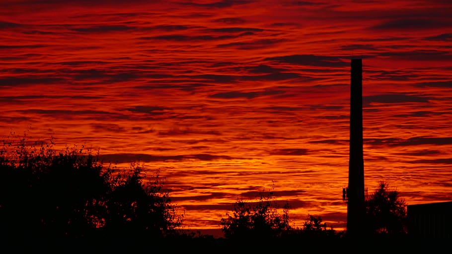 sunset, poland, nature, orange color, silhouette, beauty in nature HD wallpaper
