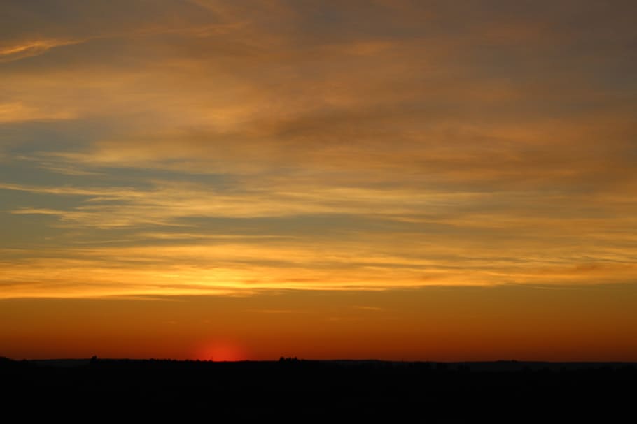 sun, sunset, sky, landscape, colorful, yellow, orange, red HD wallpaper