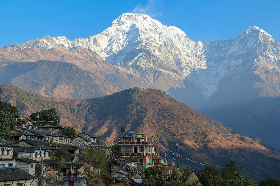 nepal, ghandruk, mountain, mountain range, scenics - nature HD wallpaper