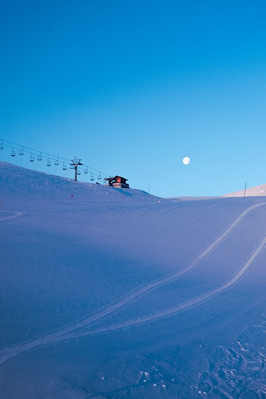 austria, gerlos, trip, moon, landscape, chairlift, winter, wintersports HD wallpaper