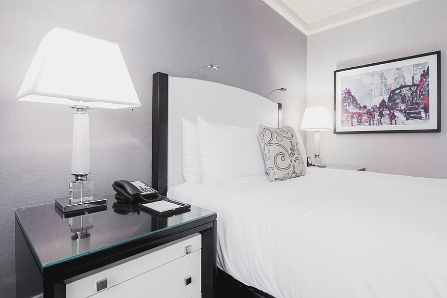 HD wallpaper: Hotel Room Bed Photo, Travel, Home, Bedroom, Trip, Sleep,  Vacation | Wallpaper Flare