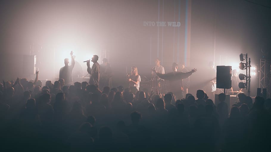 person, crowd, human, fog, smoke, light, concert, audience, HD wallpaper
