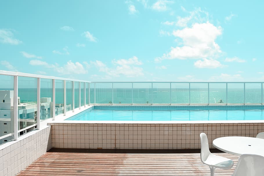 Swimming Pool, resort, railing, cloud - sky, water, day, nature HD wallpaper