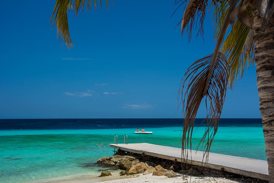 beach, sand, water, ocean, sea, caribbean, tropical, wood, dock HD wallpaper