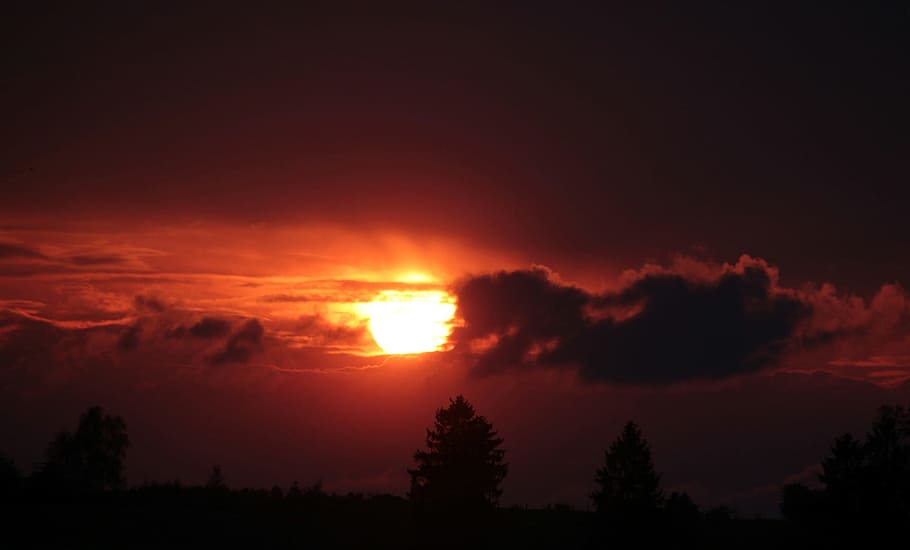 sunset, setting, nature, eve, evening, sky, beauty in nature HD wallpaper