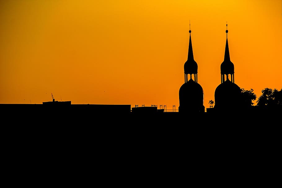 trnava, slovakia, nicholas, architecture, sunset, silhouette, HD wallpaper