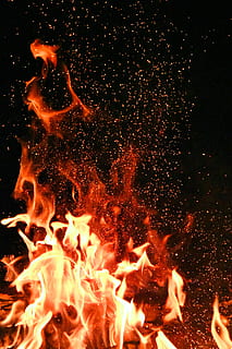 Red and Orange Fire, blaze, bonfire, burn, burning, burnt, carbon HD wallpaper