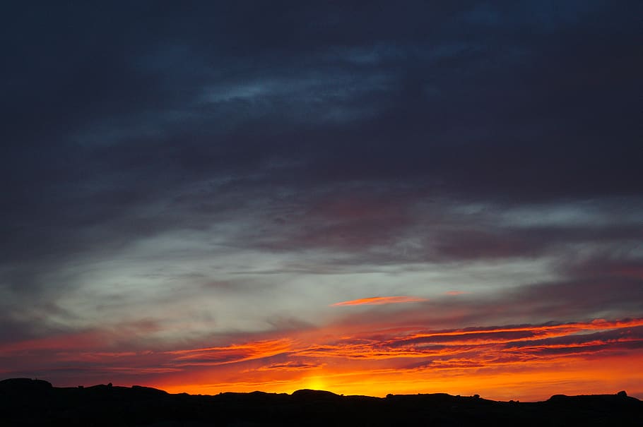 sunset, sky, norway, mountains, clouds, evening, orange, cloud - sky HD wallpaper